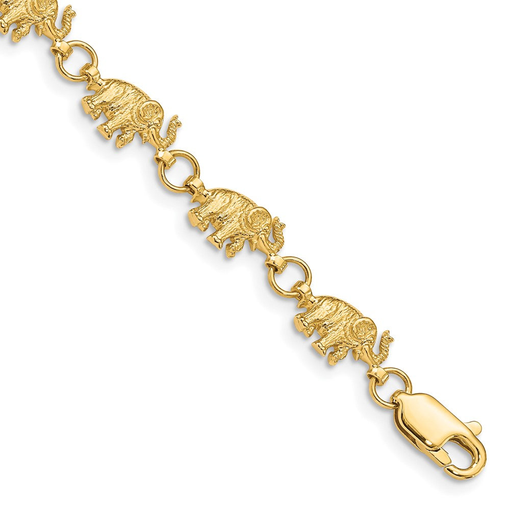 14k Yellow Gold Elephant Trunks Raised Bracelet - 8 Inch, Item B11218-08 by The Black Bow Jewelry Co.