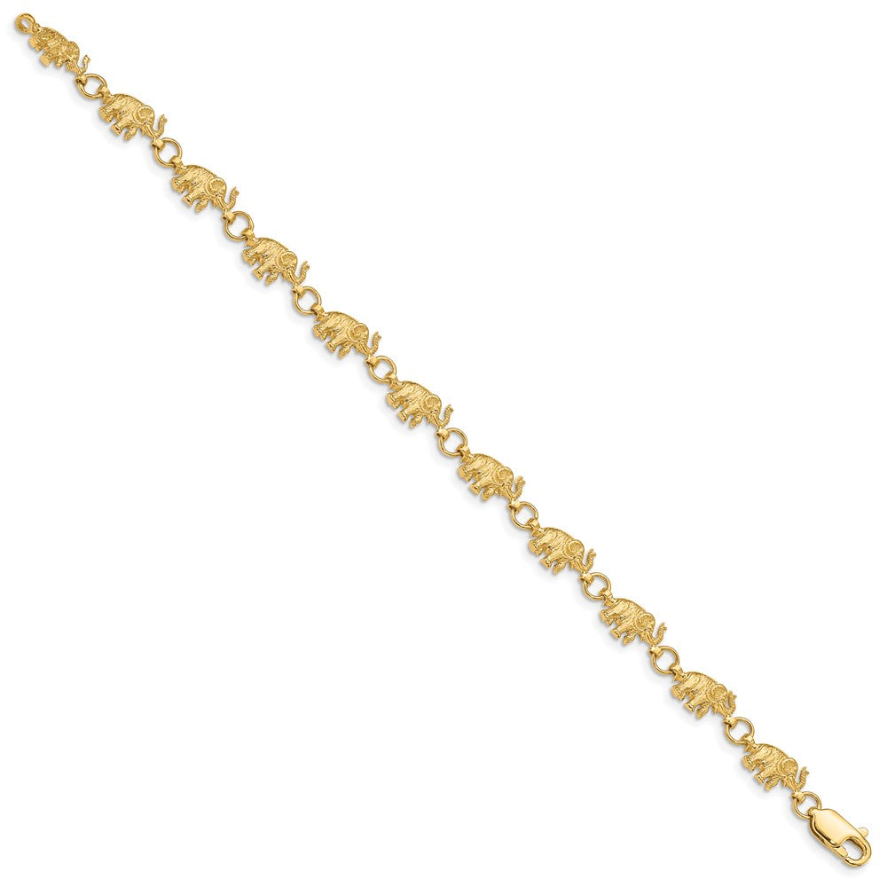Alternate view of the 14k Yellow Gold Elephant Trunks Raised Bracelet - 8 Inch by The Black Bow Jewelry Co.