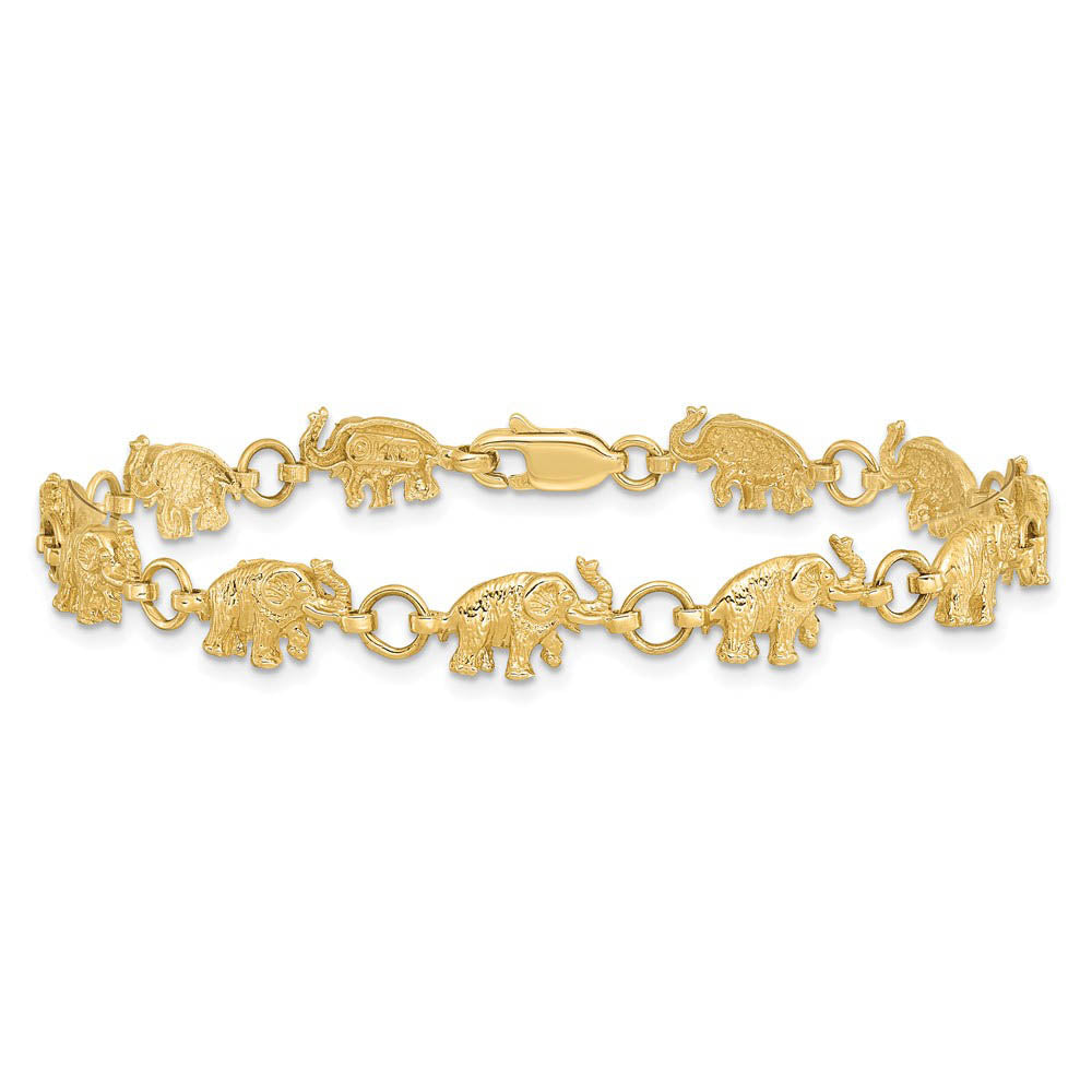 Alternate view of the 14k Yellow Gold Elephant Trunks Raised Bracelet - 8 Inch by The Black Bow Jewelry Co.