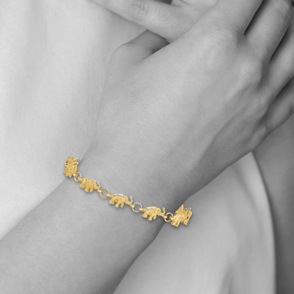Alternate view of the 14k Yellow Gold Elephant Trunks Raised Bracelet - 7 Inch by The Black Bow Jewelry Co.