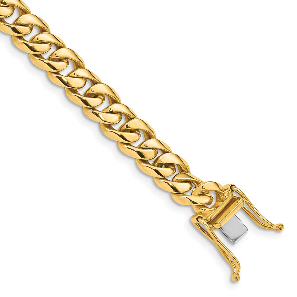 Men's 14k Yellow Gold, Rounded Curb Chain Bracelet, Inch