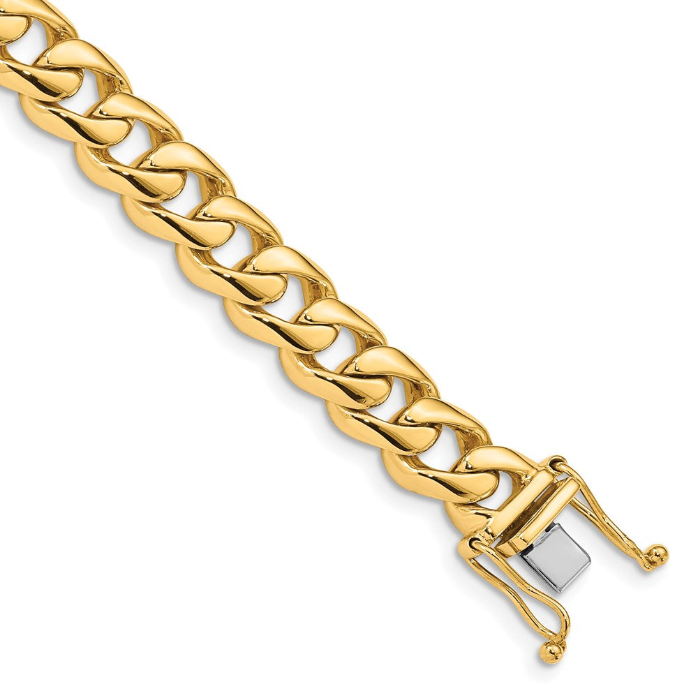 Men&#39;s 14k Yellow Gold, 8.75mm Rounded Curb Chain Bracelet, 8 Inch, Item B11232 by The Black Bow Jewelry Co.
