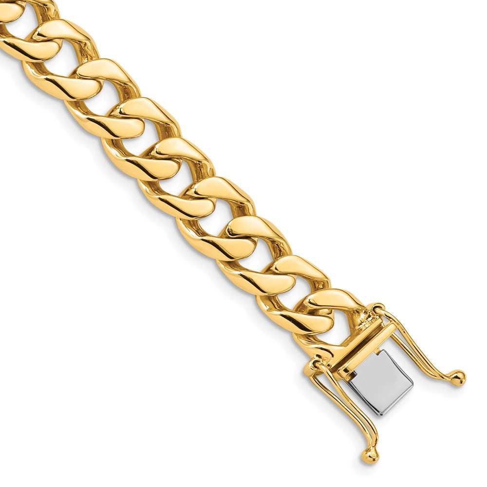 Men&#39;s 14k Yellow Gold, 9.8mm Flat Beveled Curb Chain Bracelet - 8 Inch, Item B11237 by The Black Bow Jewelry Co.