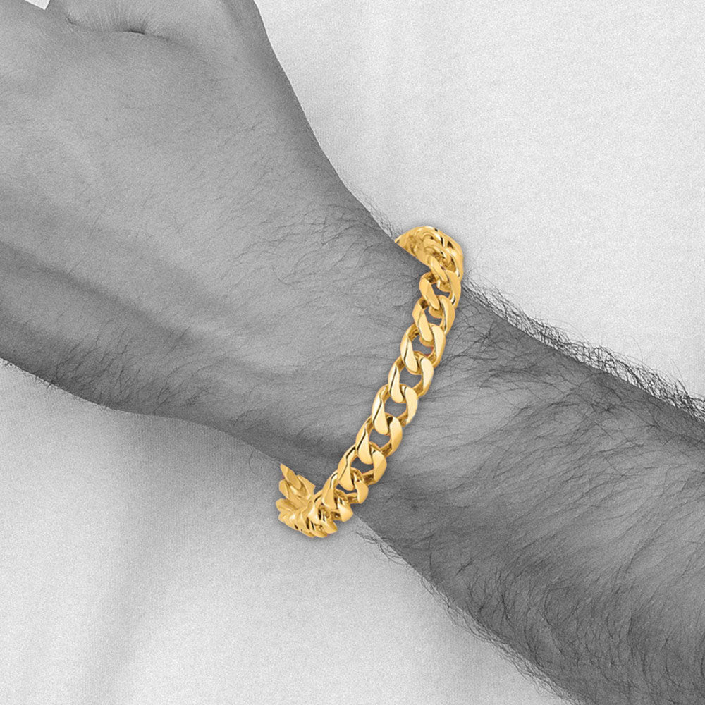 Alternate view of the Men&#39;s 14k Yellow Gold, 9.8mm Flat Beveled Curb Chain Bracelet - 8 Inch by The Black Bow Jewelry Co.