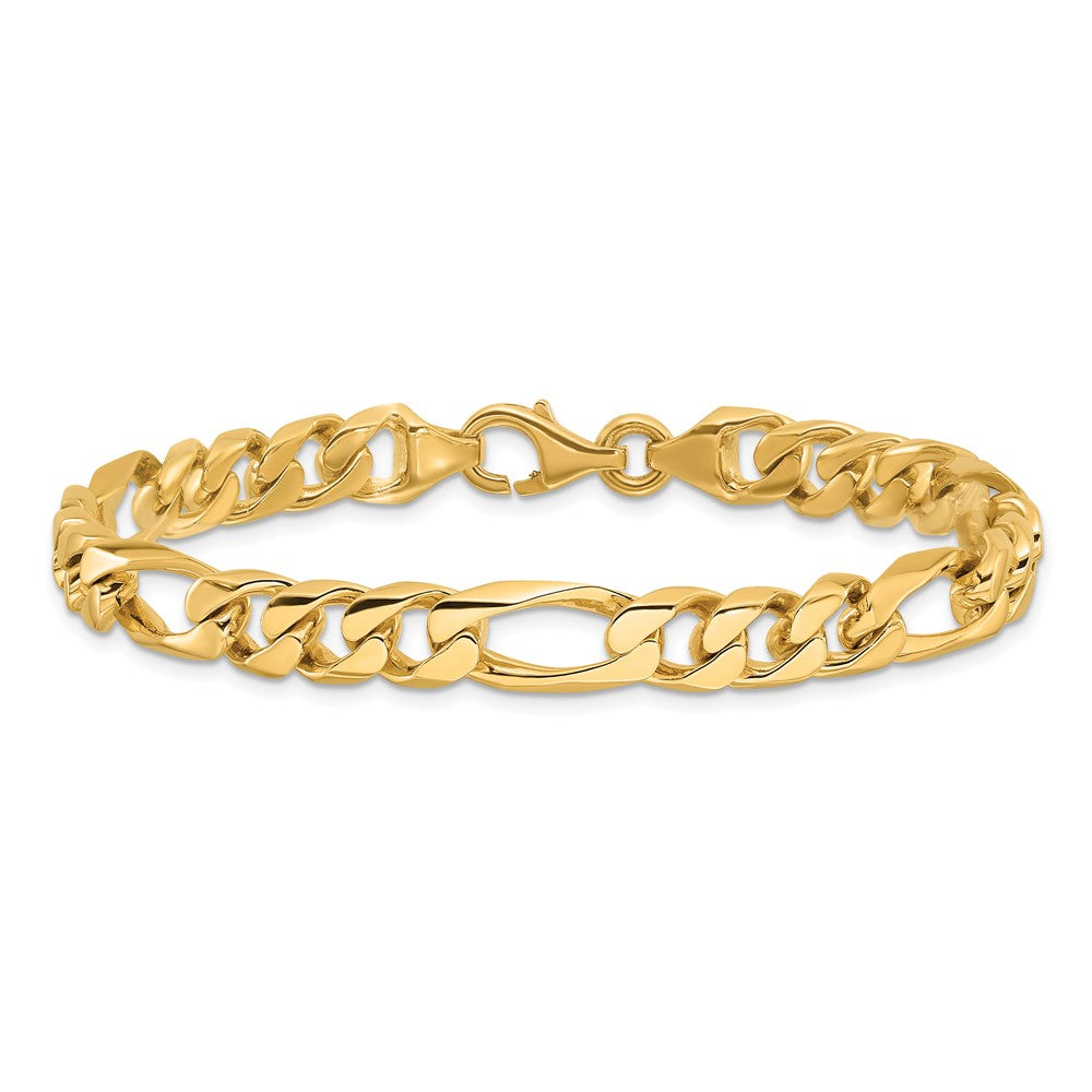 Alternate view of the Men&#39;s 14k Yellow Gold, 8mm Figaro Link Chain Bracelet - 8 Inch by The Black Bow Jewelry Co.