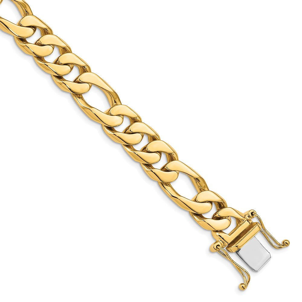 Men&#39;s 14k Yellow Gold, 11mm Figaro Chain Link Bracelet - 8 Inch, Item B11246 by The Black Bow Jewelry Co.