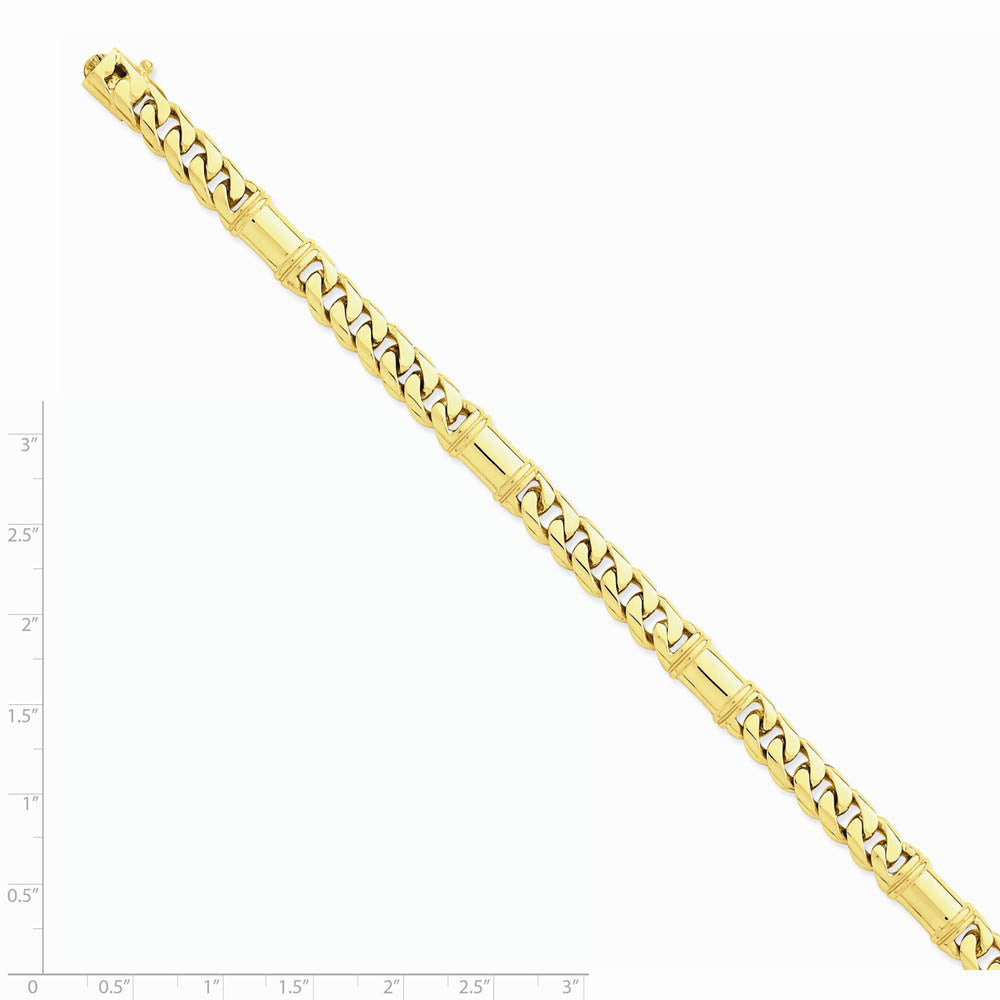 Alternate view of the Men's 14k Yellow Gold, 7.5mm Fancy Link Bracelet, 8 Inch by The Black Bow Jewelry Co.