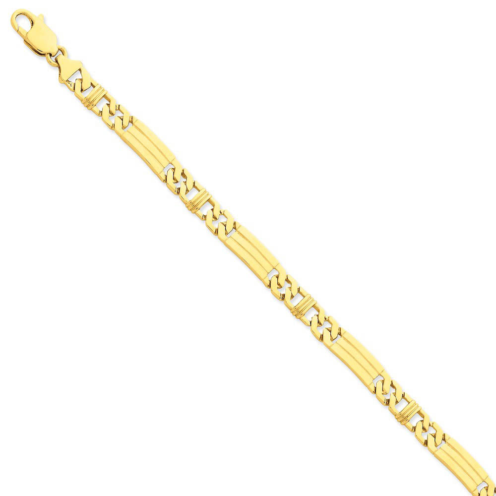 Men's 14k Yellow Gold, 7mm Fancy Link Bracelet, 8 Inch, Item B11248 by The Black Bow Jewelry Co.