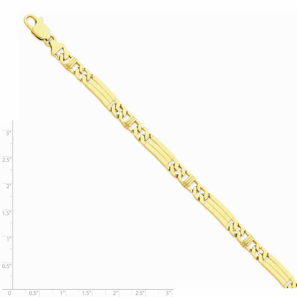 Alternate view of the Men's 14k Yellow Gold, 7mm Fancy Link Bracelet, 8 Inch by The Black Bow Jewelry Co.