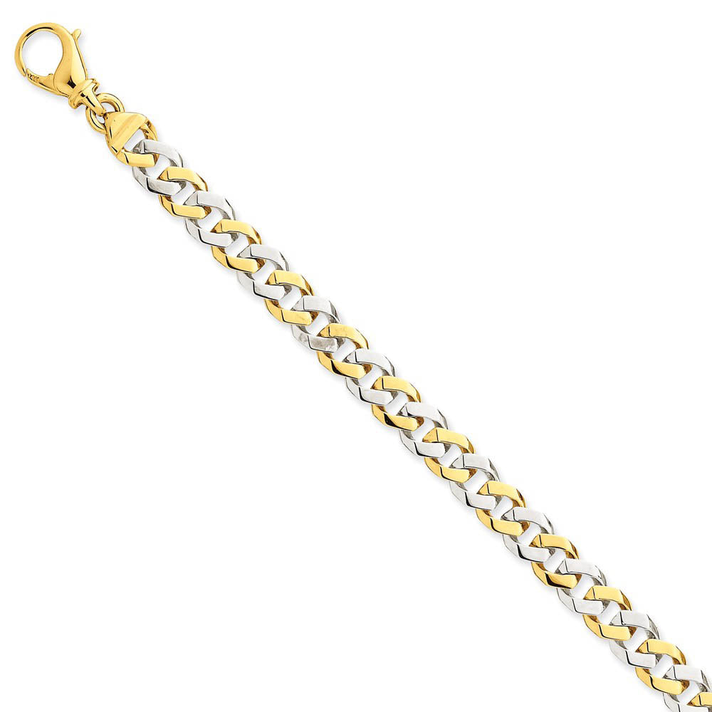 Men's 14k White &Yellow Gold, 7.85mm Fancy Curb Chain Bracelet, 8 Inch, Item B11254 by The Black Bow Jewelry Co.