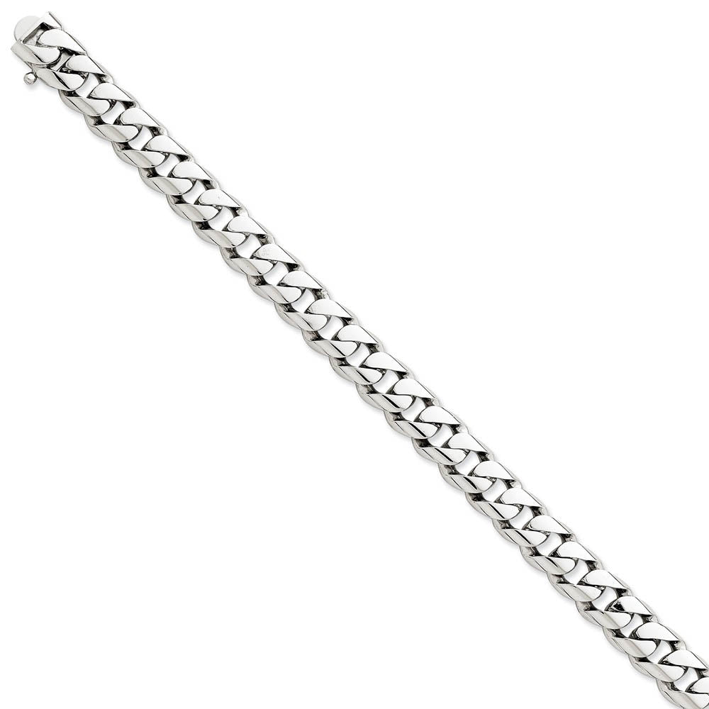 Men's 14k White Gold, 9mm Curb Chain Link Bracelet - 8 Inch, Item B11255 by The Black Bow Jewelry Co.
