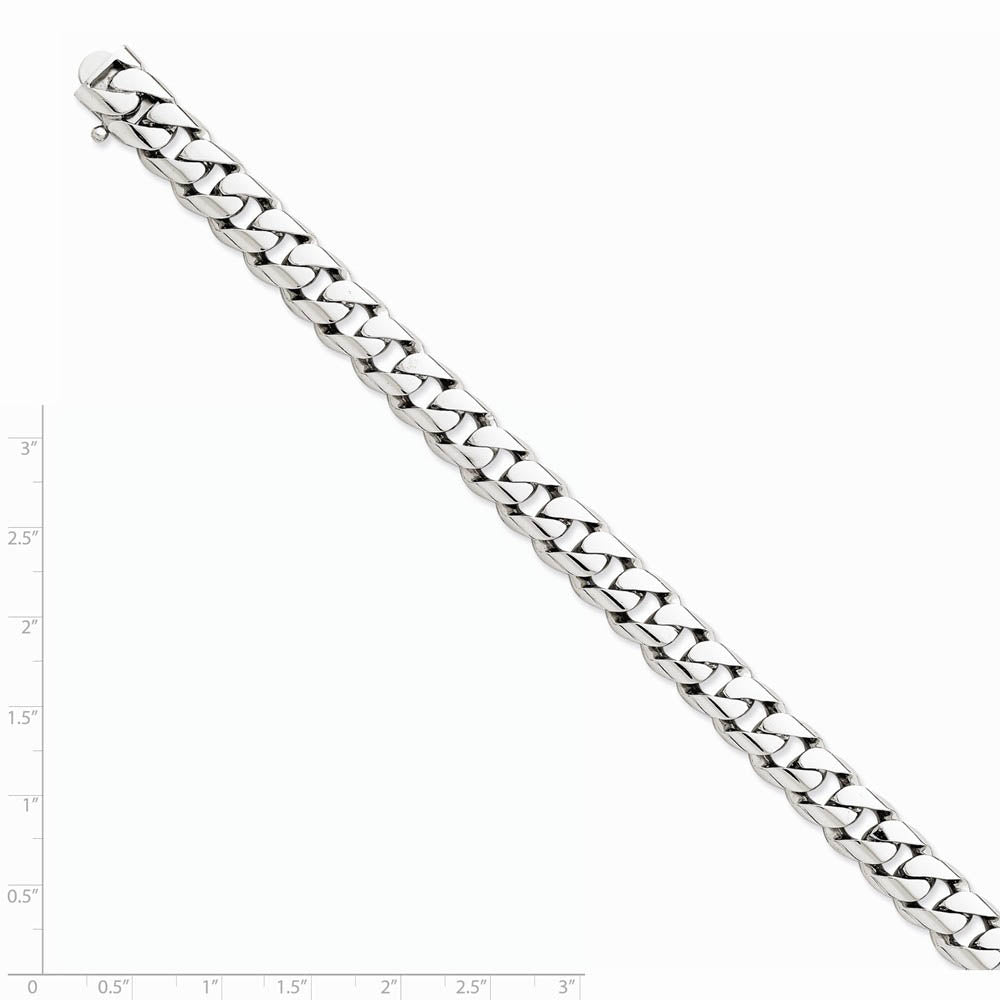 Alternate view of the Men's 14k White Gold, 9mm Curb Chain Link Bracelet - 8 Inch by The Black Bow Jewelry Co.