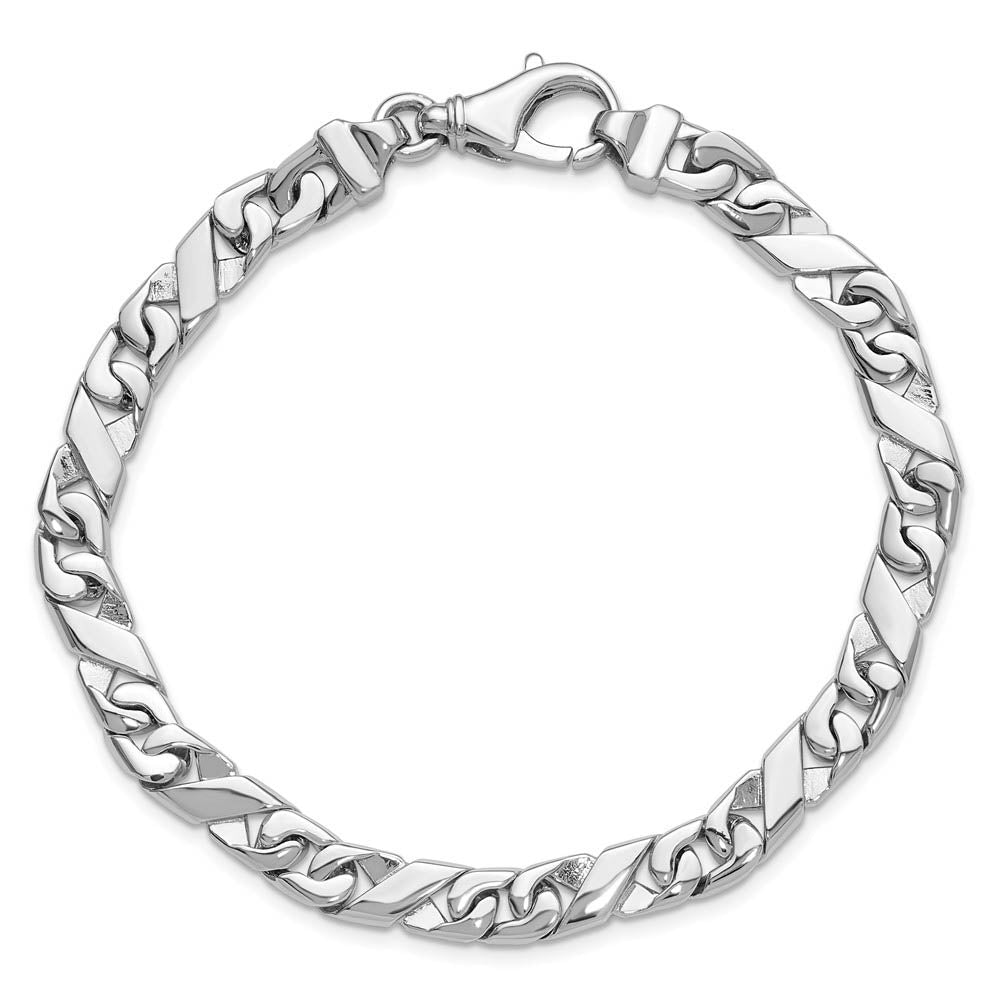 Alternate view of the Men's 14k White Gold, 6.75mm Fancy XO Link Chain Bracelet, 9 Inch by The Black Bow Jewelry Co.