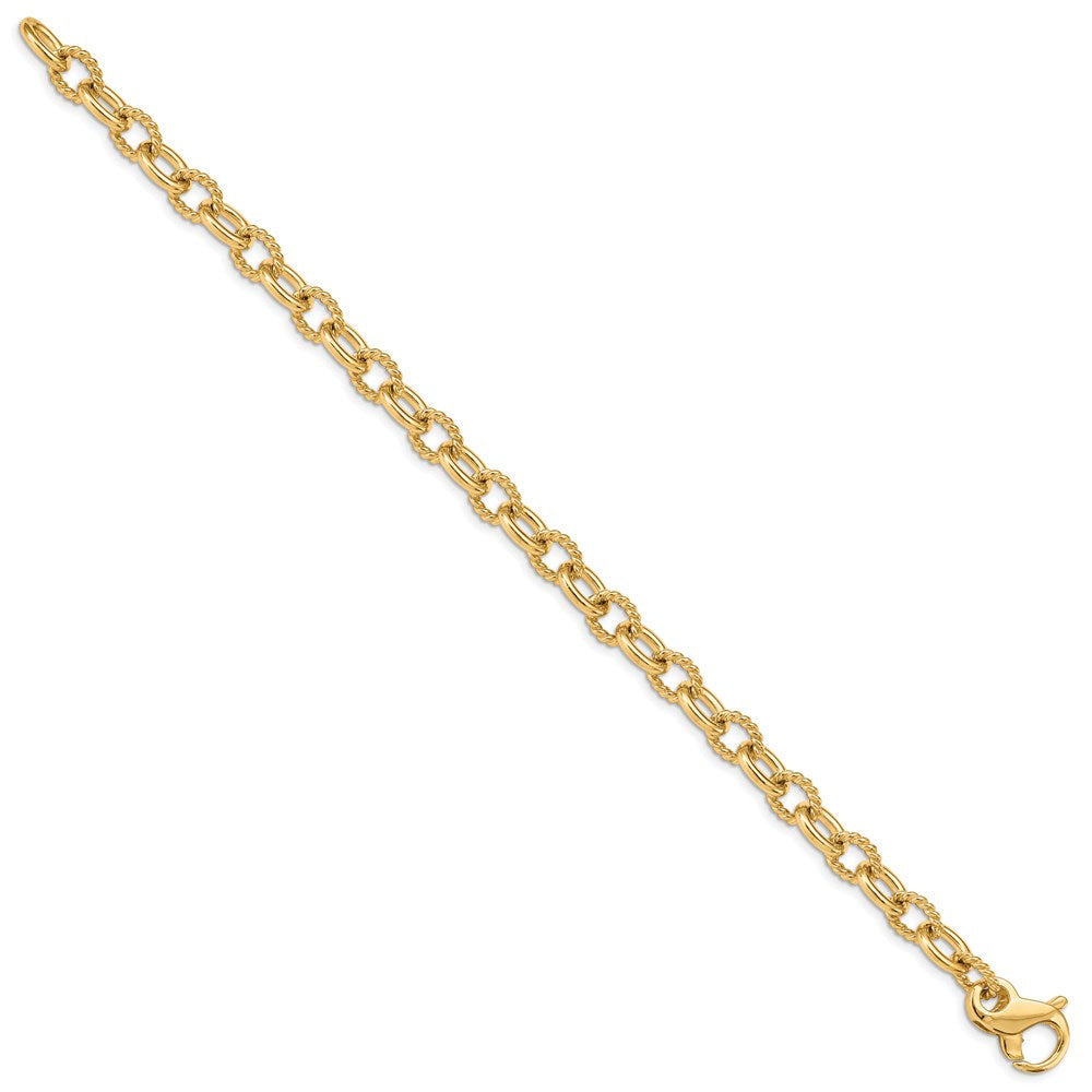Alternate view of the Men&#39;s 14k Yellow Gold, 7.5mm Fancy Cable Link Chain Bracelet, 8.5 Inch by The Black Bow Jewelry Co.