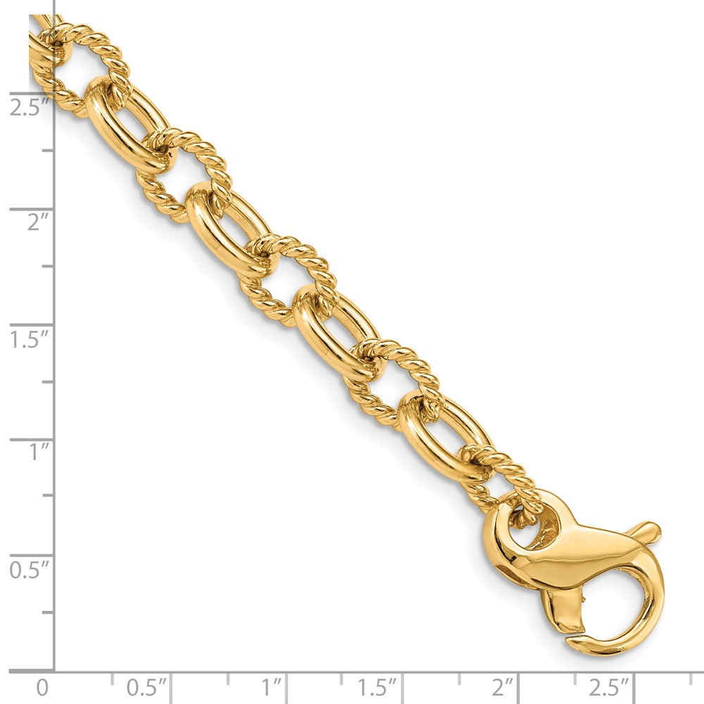 Alternate view of the Men&#39;s 14k Yellow Gold, 7.5mm Fancy Cable Link Chain Bracelet, 8.5 Inch by The Black Bow Jewelry Co.