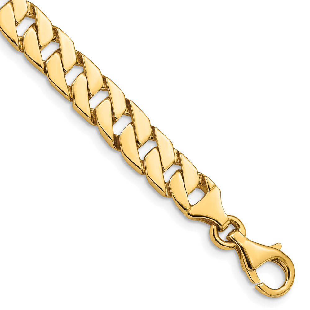 Men's 14k Yellow Gold, 7mm Fancy Square Curb Chain Bracelet - 7 Inch, Item B11259-07 by The Black Bow Jewelry Co.