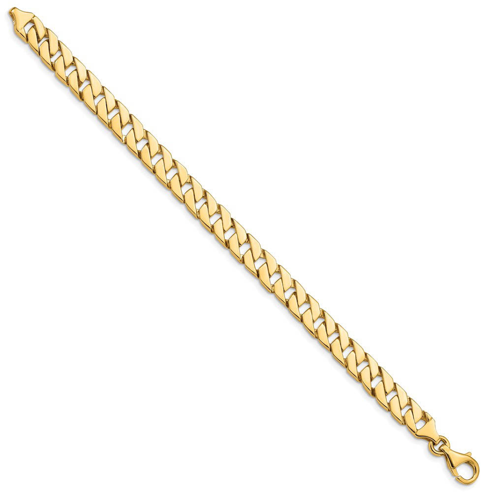 Alternate view of the Men's 14k Yellow Gold, 7mm Fancy Square Curb Chain Bracelet - 7 Inch by The Black Bow Jewelry Co.