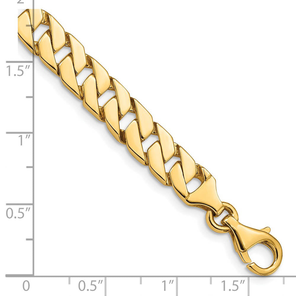 Alternate view of the Men's 14k Yellow Gold, 7mm Fancy Square Curb Chain Bracelet - 7 Inch by The Black Bow Jewelry Co.