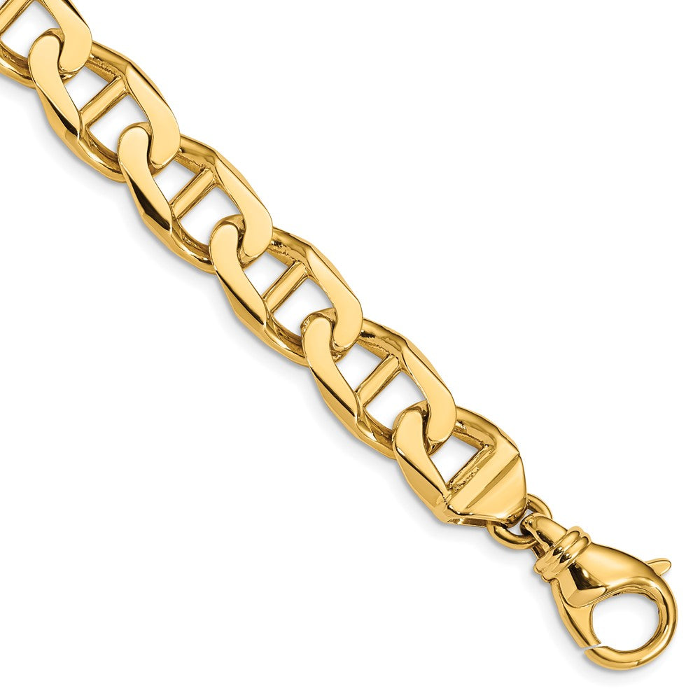 Men&#39;s 14k Yellow Gold, 11mm Anchor Link Chain Bracelet, Item B11260 by The Black Bow Jewelry Co.
