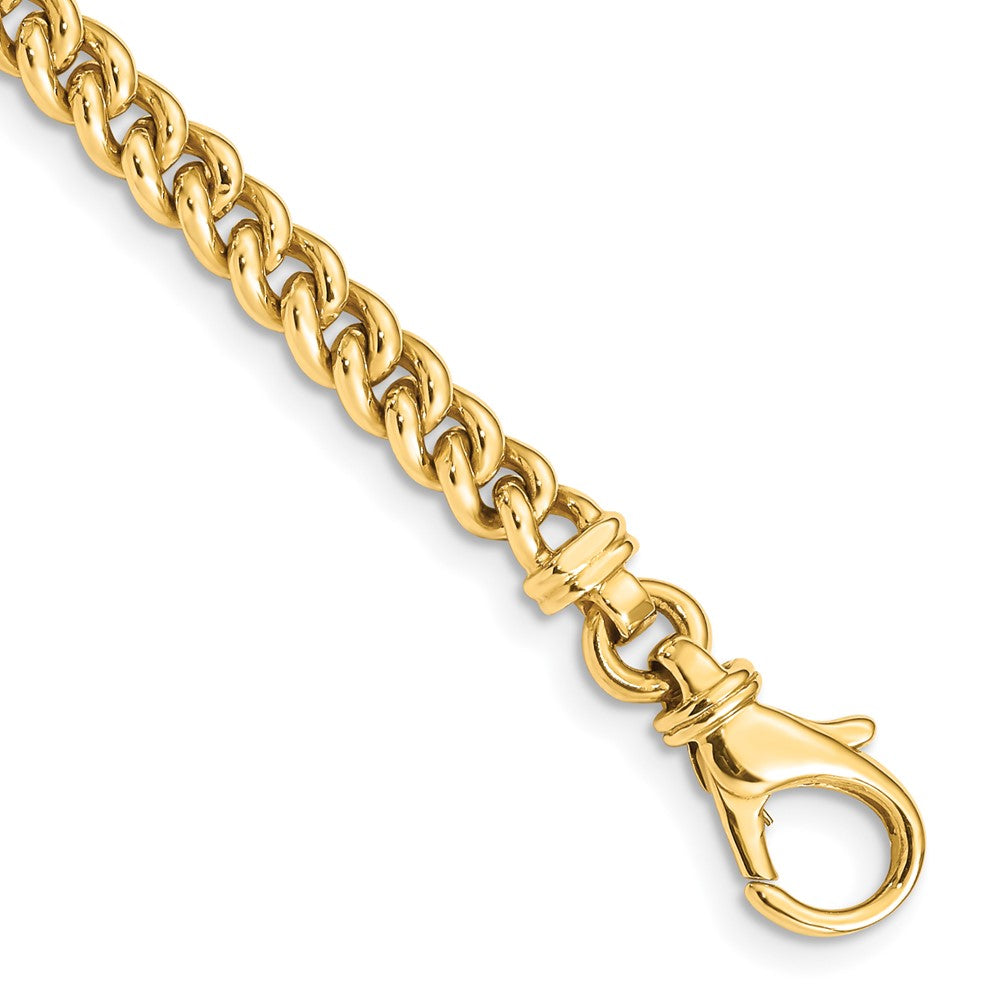 Men&#39;s 14k Yellow Gold, 4.5mm Fancy Curb Link Chain Bracelet, Item B11263 by The Black Bow Jewelry Co.