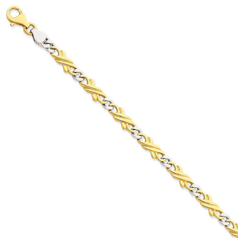 14k Yellow and White Gold, 6mm Fancy Link Bracelet, 8 Inch, Item B11264-08 by The Black Bow Jewelry Co.