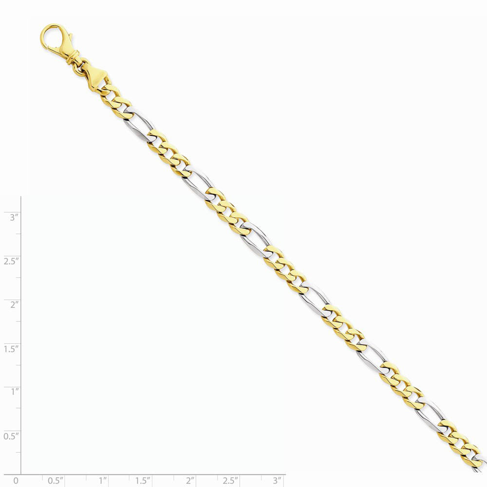 Alternate view of the 14K Yellow And White Gold, 5.8mm Figaro Chain Bracelet - 7 Inch by The Black Bow Jewelry Co.
