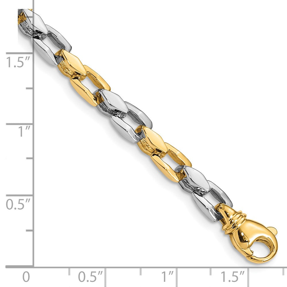 Alternate view of the 14K White &amp; Yellow Gold, 4.5mm Fancy Link Chain Bracelet, 7 Inch by The Black Bow Jewelry Co.