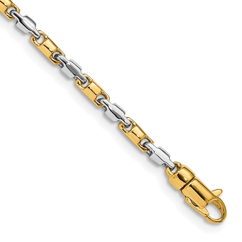 Mens 14k White &amp; Yellow Gold, 2.5mm Fancy Link Chain Bracelet, Item B11268 by The Black Bow Jewelry Co.