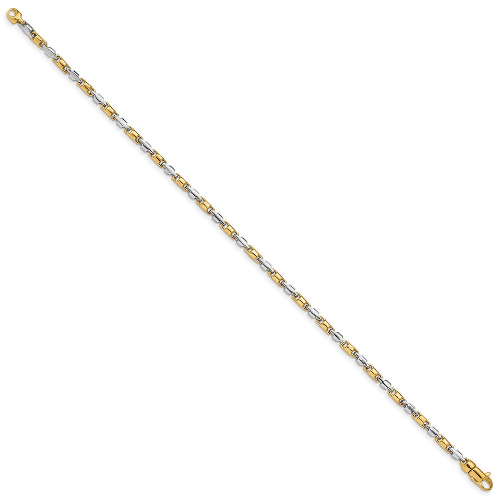 Alternate view of the Mens 14k White &amp; Yellow Gold, 2.5mm Fancy Link Chain Bracelet by The Black Bow Jewelry Co.