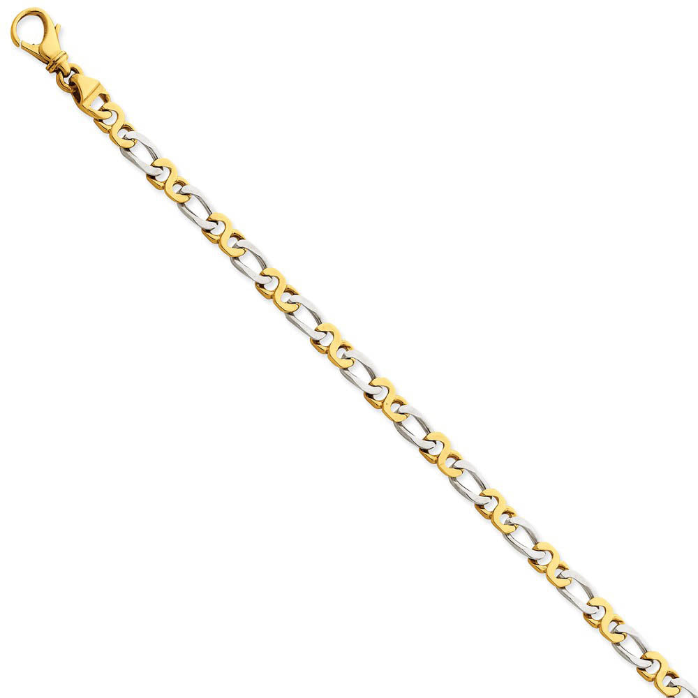 14K White & Yellow Gold, 4.8mm Fancy Link Chain Bracelet, 8 Inch, Item B11269-08 by The Black Bow Jewelry Co.
