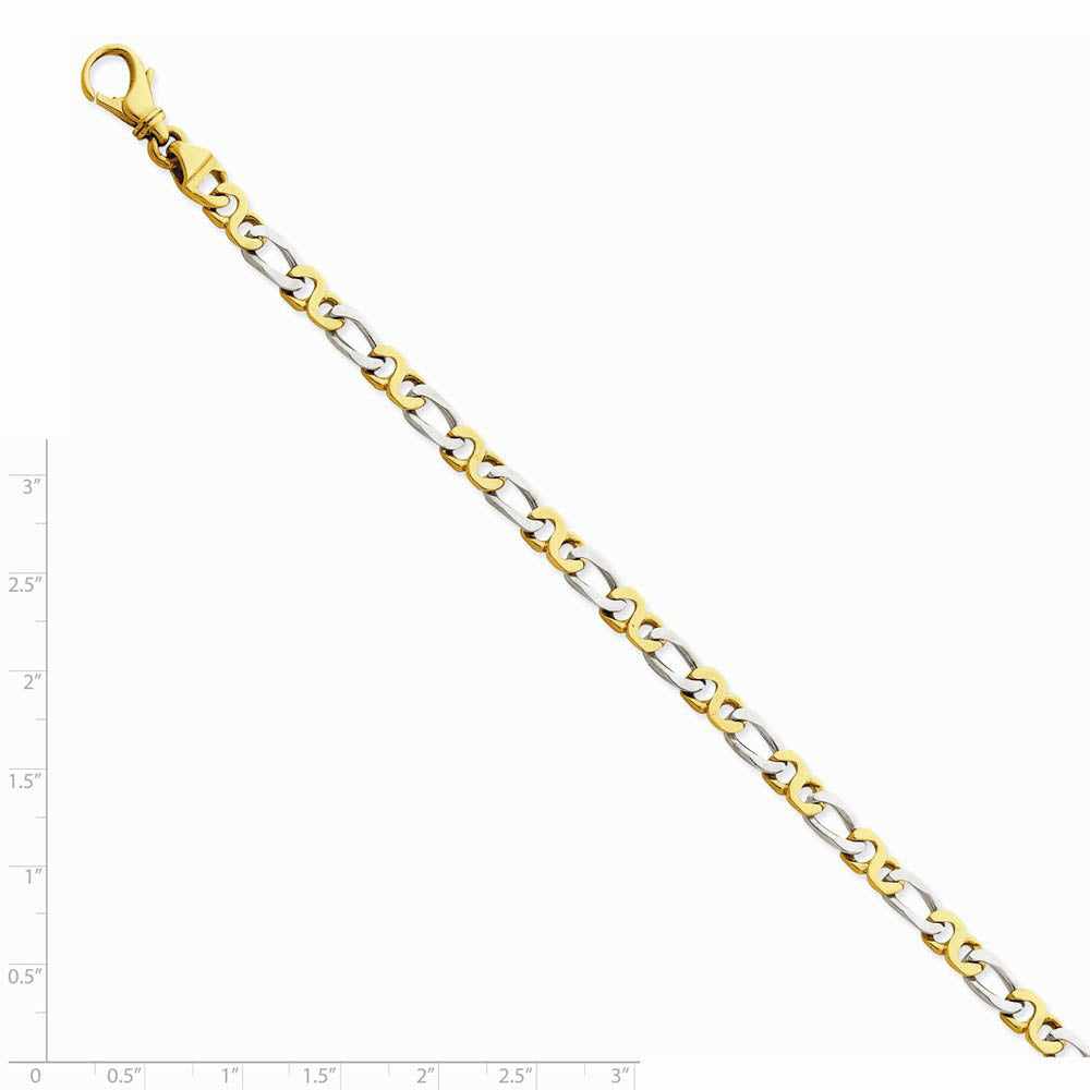 Alternate view of the 14K White & Yellow Gold, 4.8mm Fancy Link Chain Bracelet, 8 Inch by The Black Bow Jewelry Co.