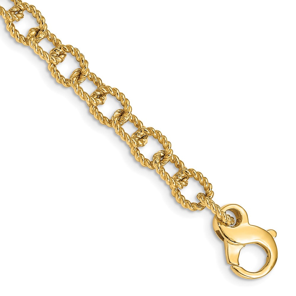 14k Yellow Gold, 6.5mm Twisted Cable Link Chain Bracelet, Item B11273 by The Black Bow Jewelry Co.