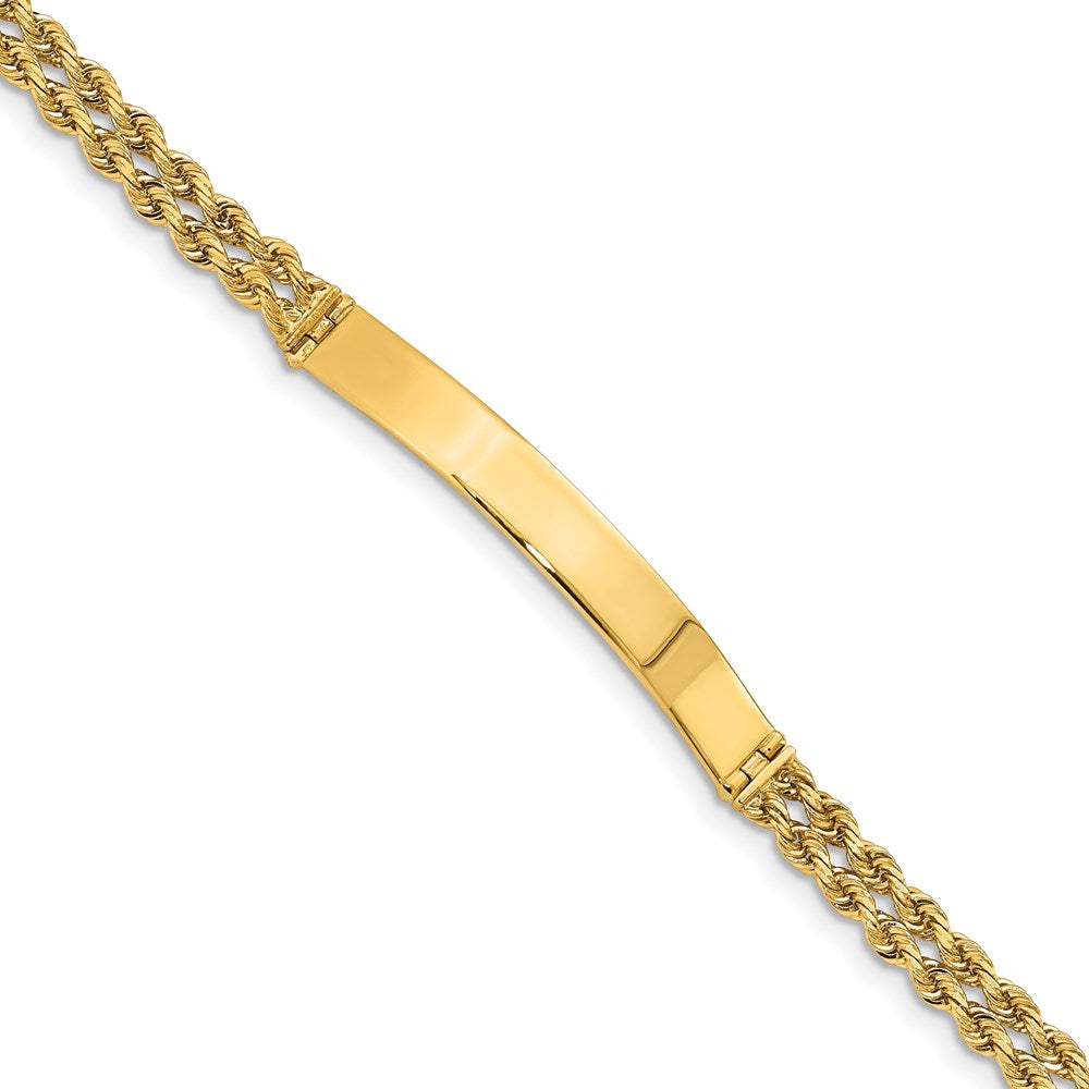 Alternate view of the 14k Yellow Gold Two Strand Rope 1.5 Inch Plate I.D. Bracelet - 8 Inch by The Black Bow Jewelry Co.