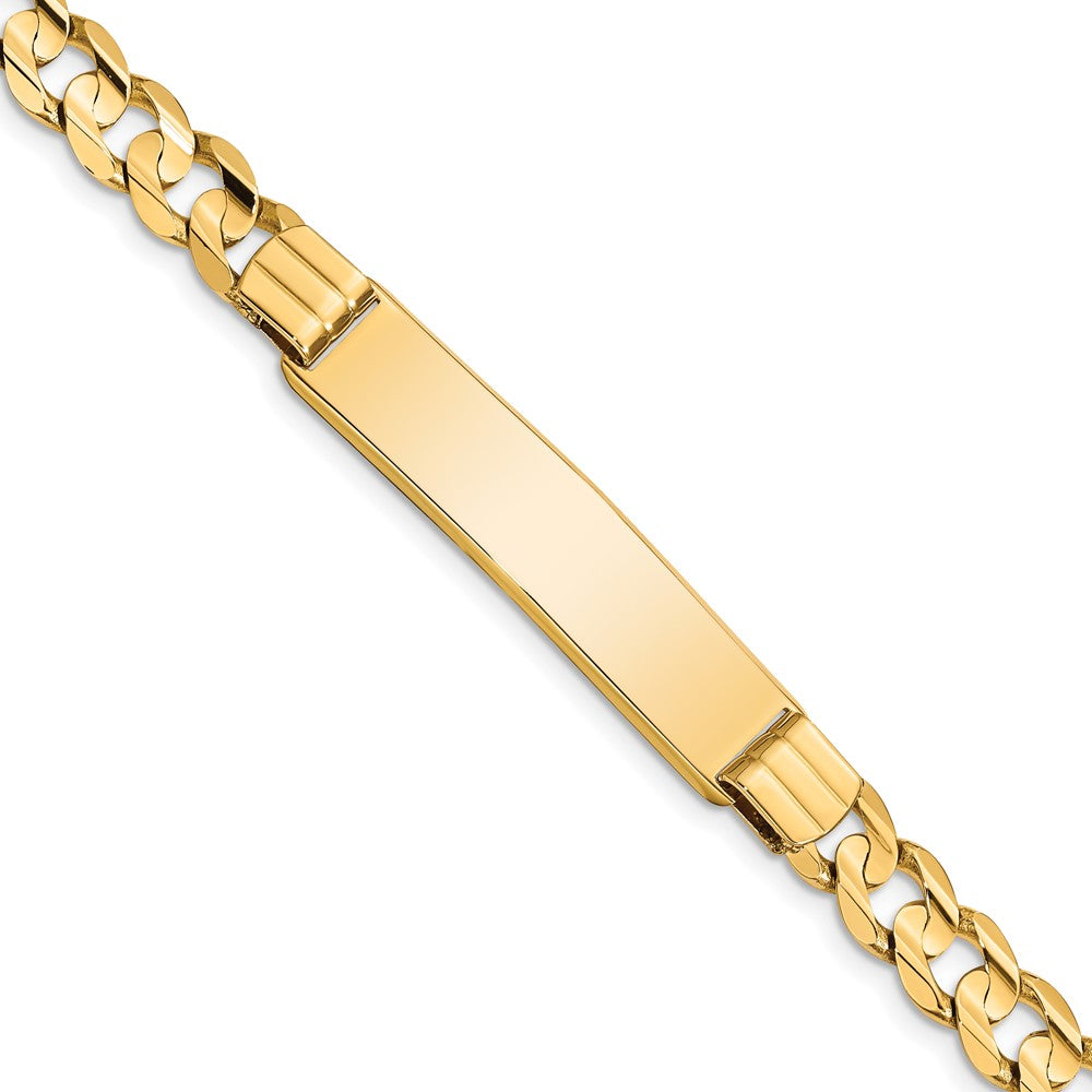 Men&#39;s 14k Yellow Gold Solid Curb I.D. Bracelet, 8 Inch, Item B11279-08 by The Black Bow Jewelry Co.