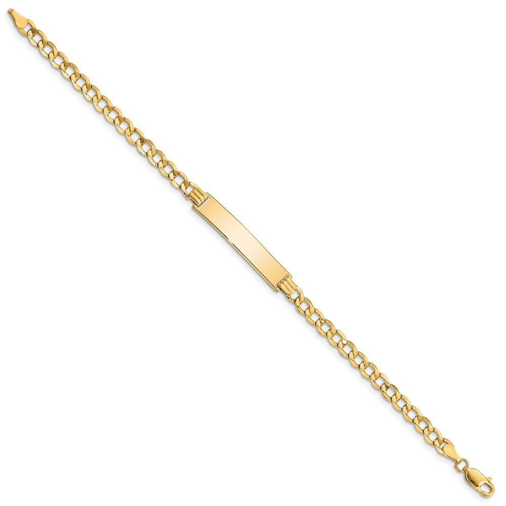 Alternate view of the 14k Yellow Gold 4.75mm Hollow Curb Link I.D. Bracelet - 7 Inch by The Black Bow Jewelry Co.