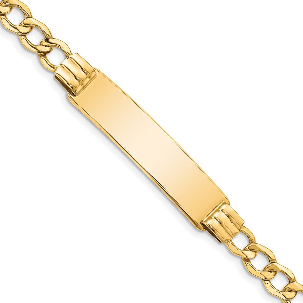 14k Yellow Gold 5.9mm Hollow Curb Link I.D. Bracelet - 7 Inch, Item B11281-07 by The Black Bow Jewelry Co.