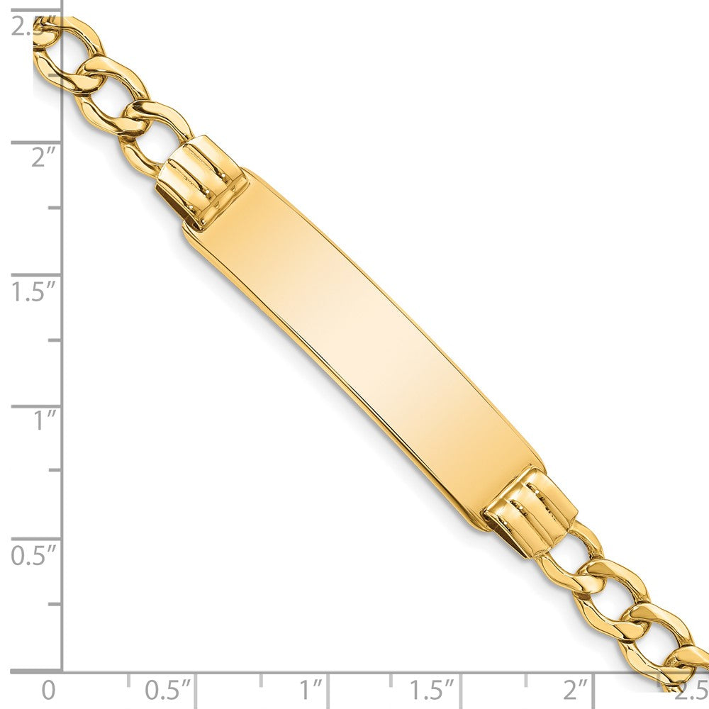 Alternate view of the 14k Yellow Gold 5.9mm Hollow Curb Link I.D. Bracelet - 7 Inch by The Black Bow Jewelry Co.