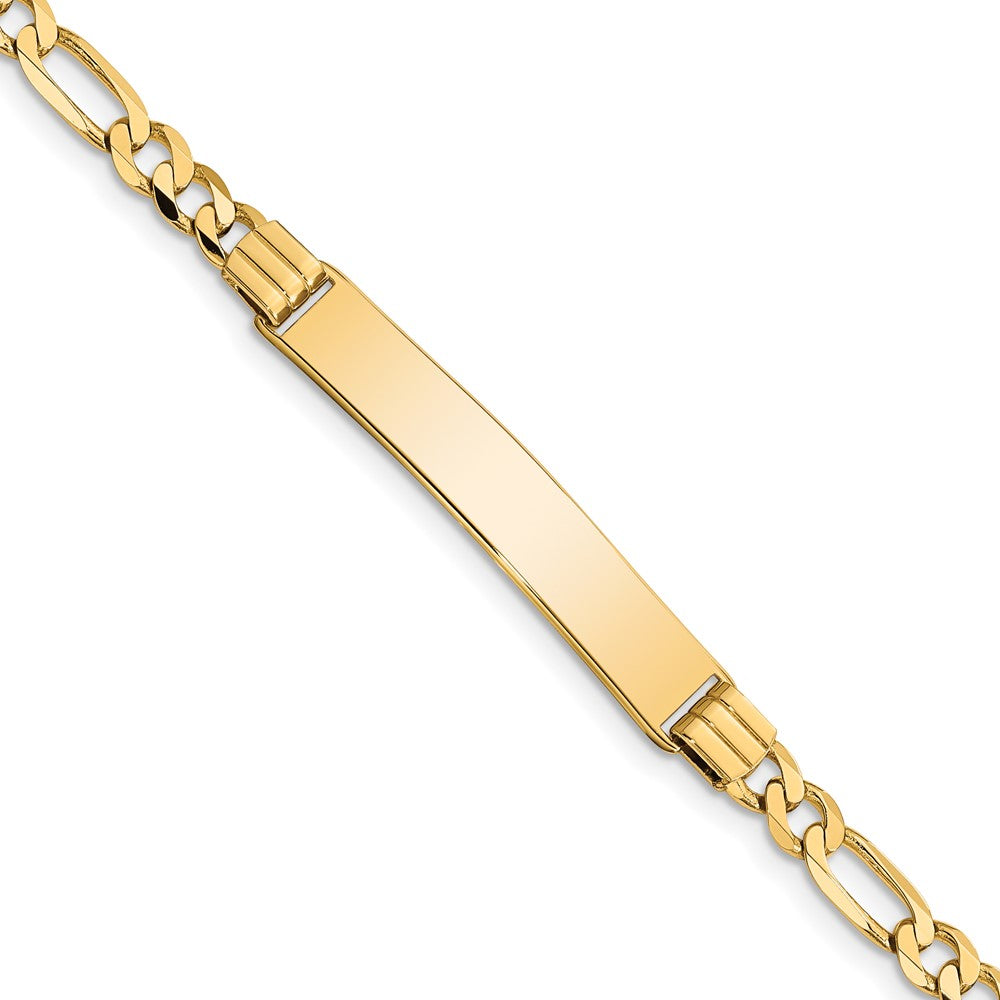 Ladies 14k Yellow Gold Solid Figaro I.D. Bracelet, 8 Inch, Item B11285-08 by The Black Bow Jewelry Co.