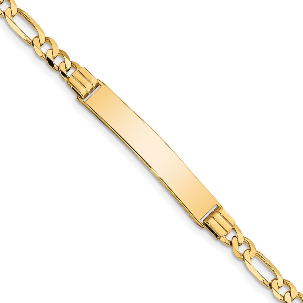 Ladies 14k Yellow Gold Solid Figaro I.D. Bracelet, 7 Inch, Item B11285-07 by The Black Bow Jewelry Co.