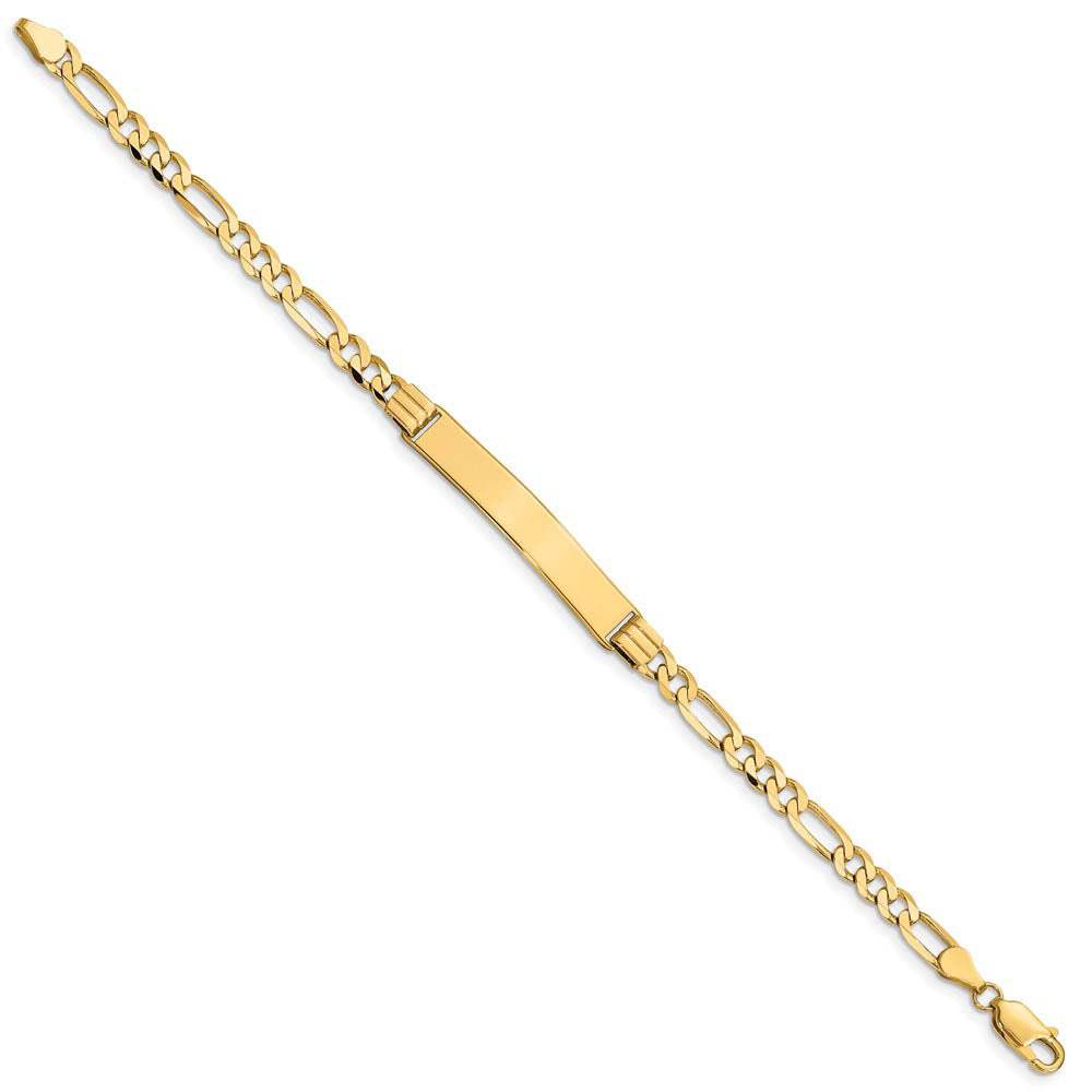 Alternative view of Ladies 14k Yellow Gold Solid Figaro I.D. Bracelet, 7 Inch