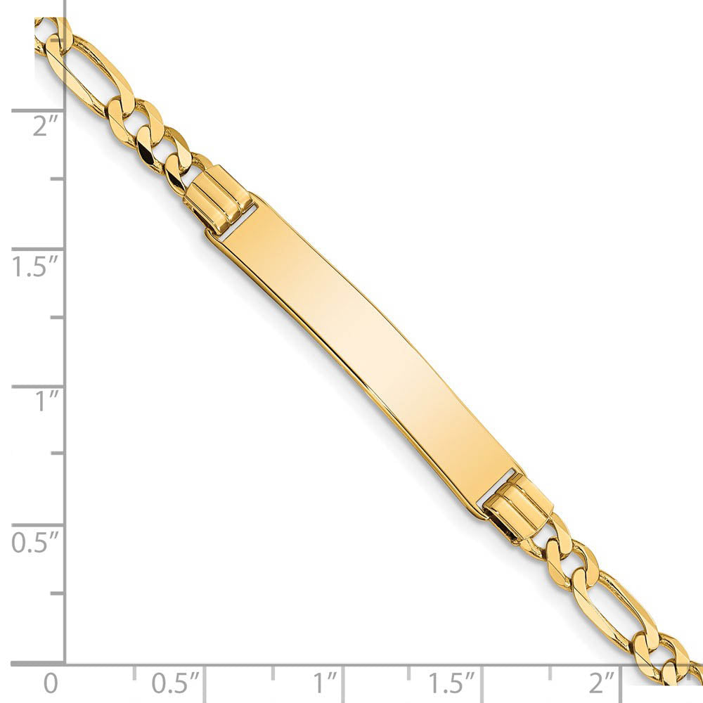 Alternate view of the Ladies 14k Yellow Gold Solid Figaro I.D. Bracelet, 7 Inch by The Black Bow Jewelry Co.