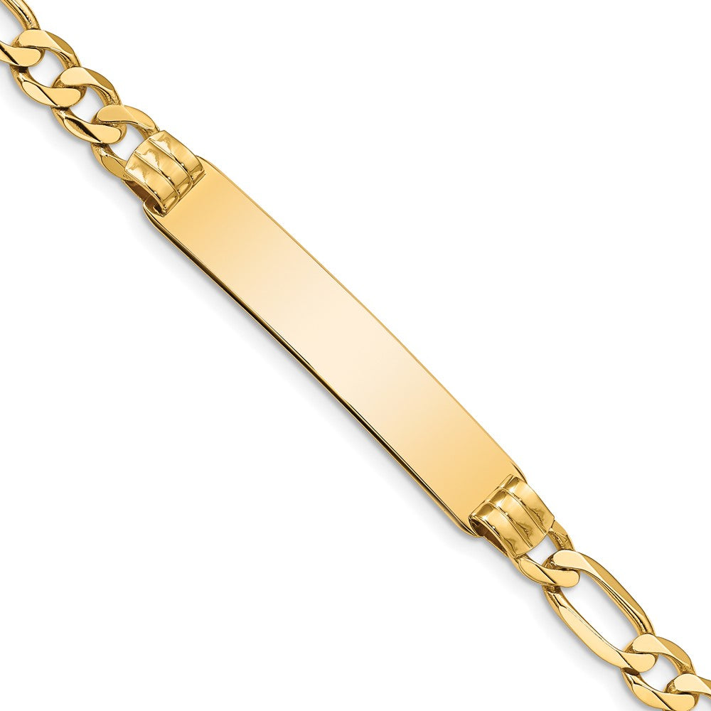 14k Yellow Gold Solid Figaro I.D. Bracelet with Lobster Clasp - 7 Inch, Item B11286-07 by The Black Bow Jewelry Co.