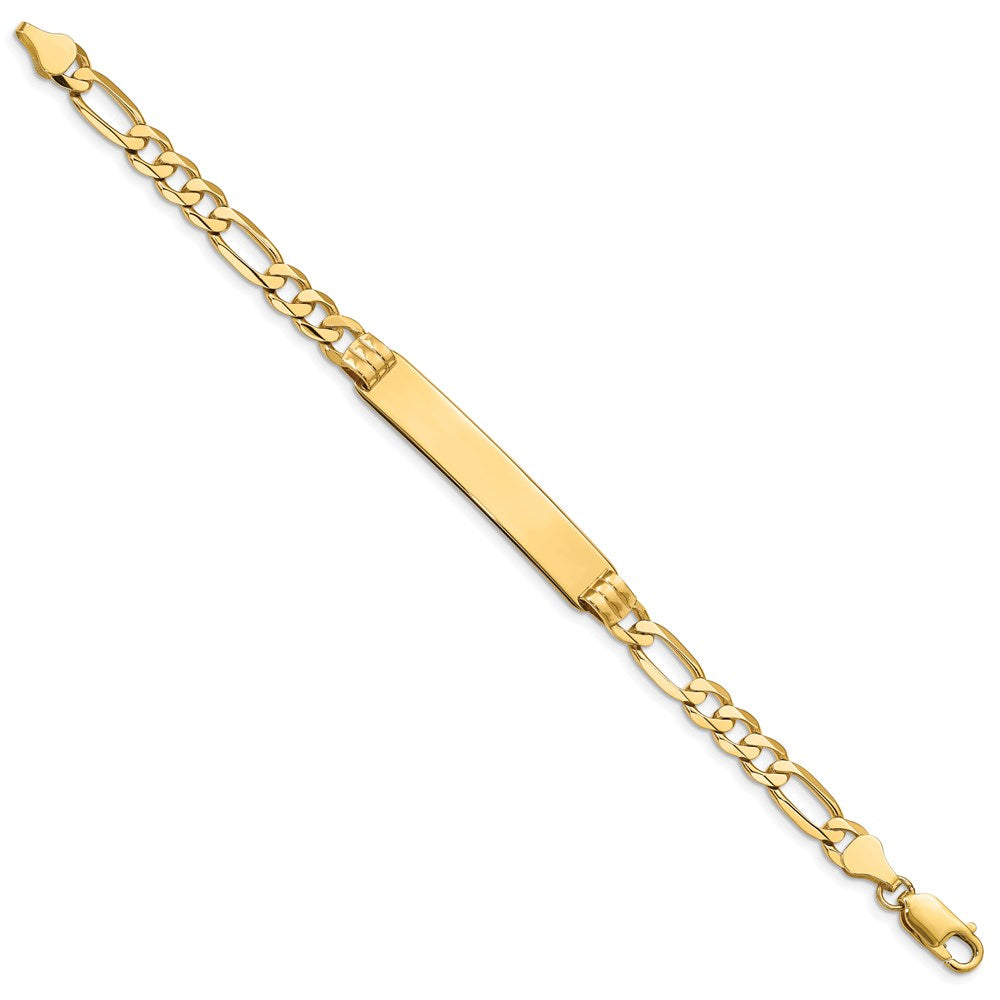 Alternate view of the 14k Yellow Gold Solid Figaro I.D. Bracelet with Lobster Clasp - 7 Inch by The Black Bow Jewelry Co.