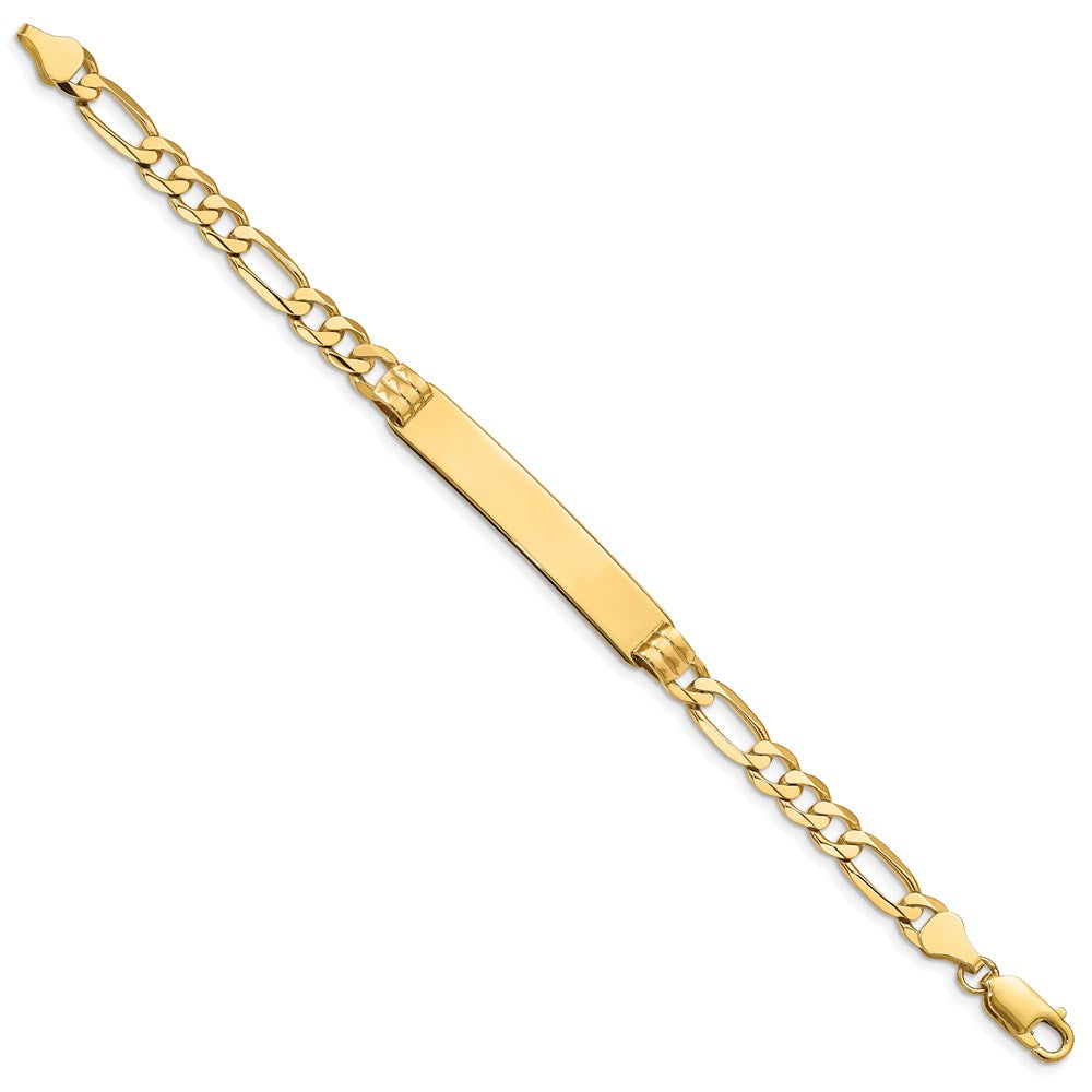 Alternate view of the 14k Yellow Gold Solid Figaro I.D. Bracelet with Lobster Clasp - 8 Inch by The Black Bow Jewelry Co.