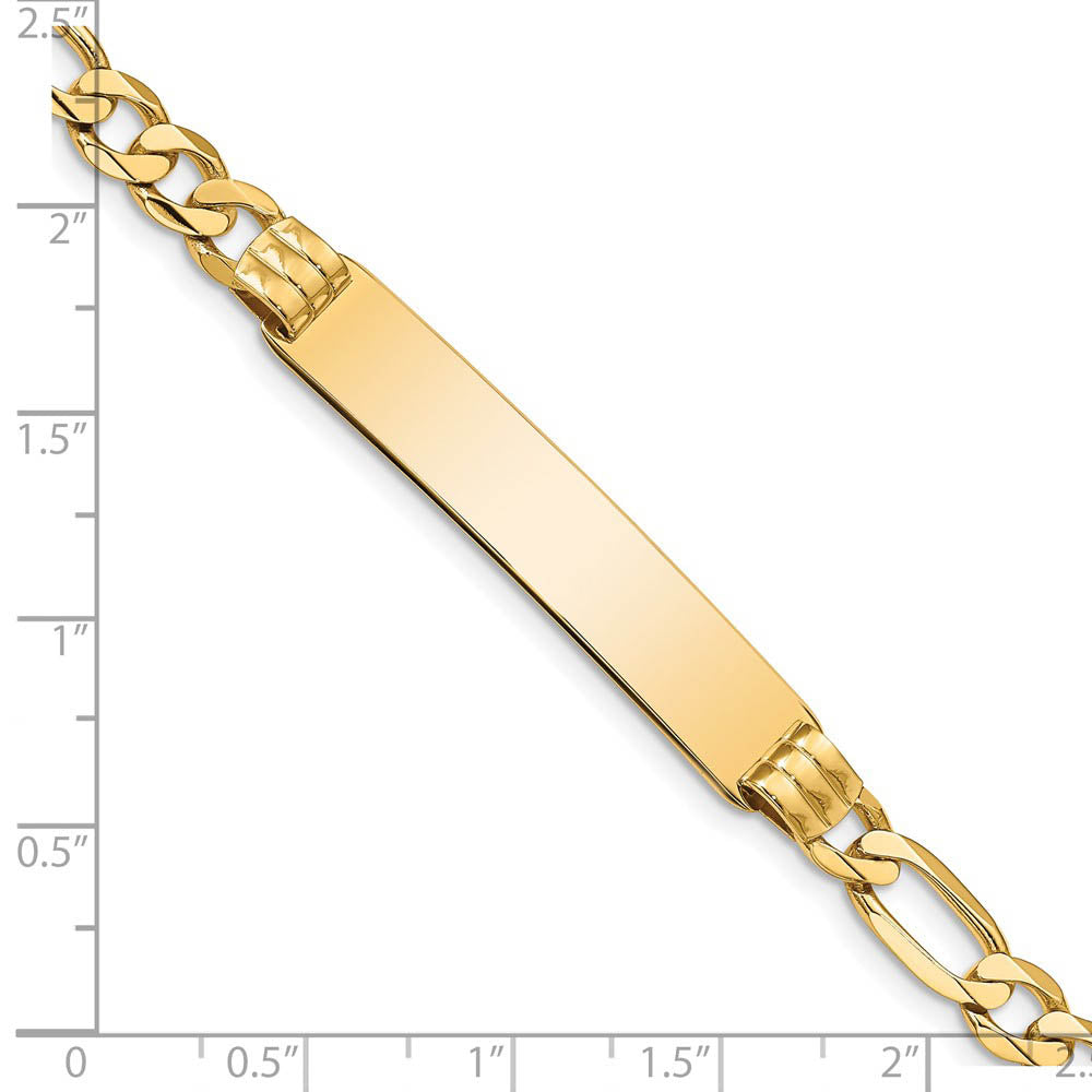 Alternate view of the 14k Yellow Gold Solid Figaro I.D. Bracelet with Lobster Clasp - 8 Inch by The Black Bow Jewelry Co.