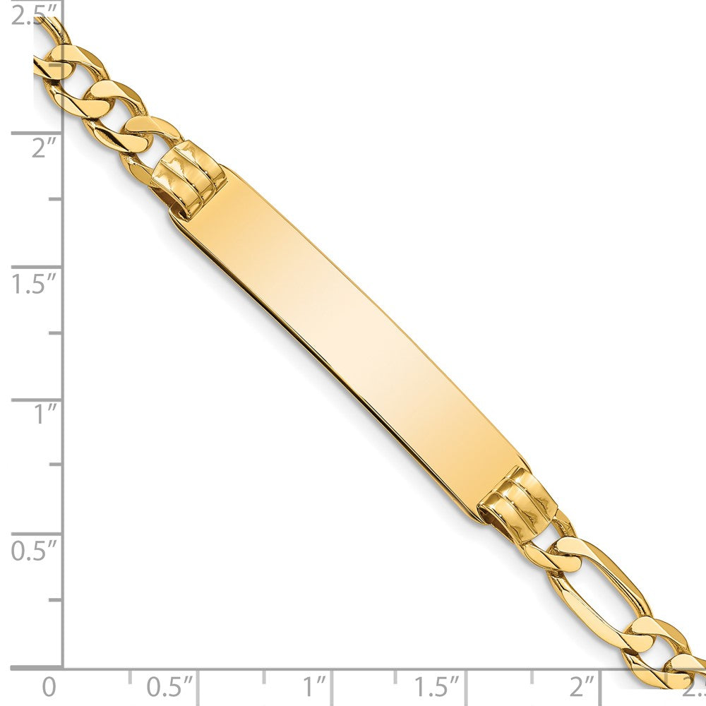 Alternate view of the 14k Yellow Gold Solid Figaro I.D. Bracelet with Lobster Clasp - 7 Inch by The Black Bow Jewelry Co.