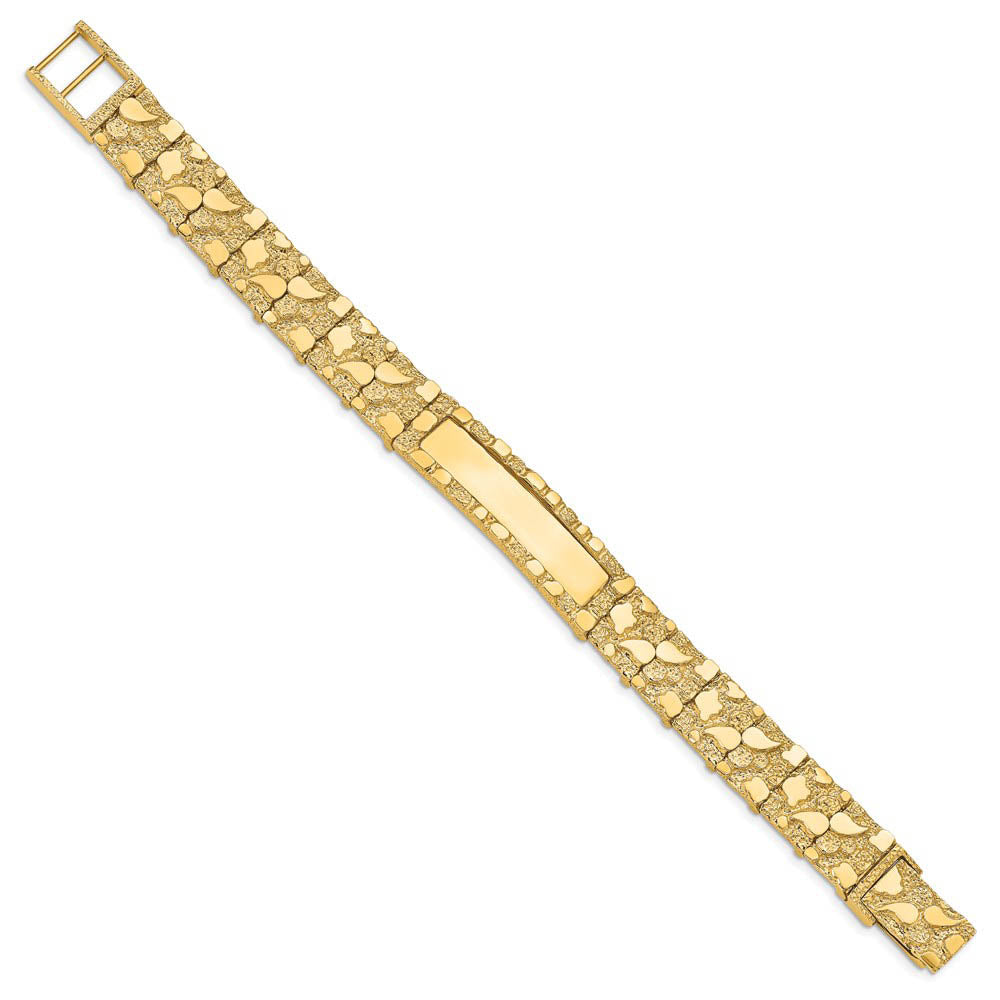Alternate view of the Men's 14k Yellow Gold 12mm Nugget I.D. Bracelet - 7 Inch by The Black Bow Jewelry Co.
