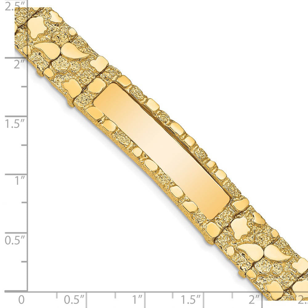 Alternate view of the Men's 14k Yellow Gold 12mm Nugget I.D. Bracelet - 7 Inch by The Black Bow Jewelry Co.