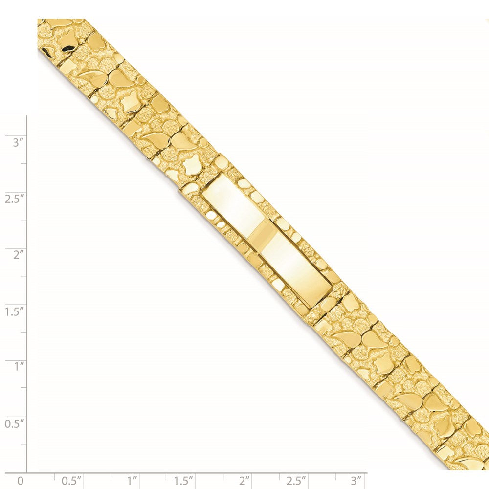Alternate view of the Men&#39;s 14k Yellow Gold 12mm Nugget I.D. Bracelet - 8 Inch by The Black Bow Jewelry Co.