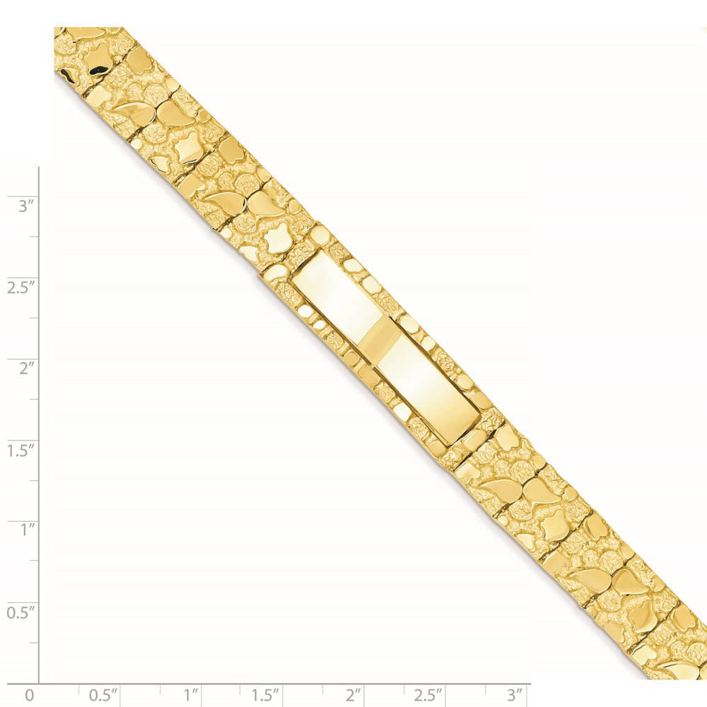 Alternate view of the Men's 14k Yellow Gold 12mm Nugget I.D. Bracelet - 7 Inch by The Black Bow Jewelry Co.